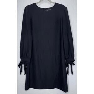 Banana Republic Black Dress Long Sleeve Shift Dress Bow Cuffs Size 12